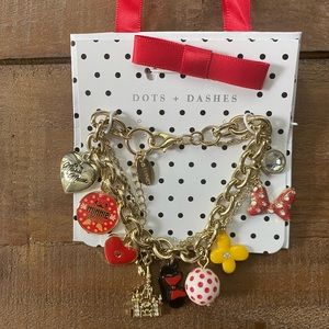Disney Charm Bracelet Gold Tone Minnie Mouse NWT with Gift Bag